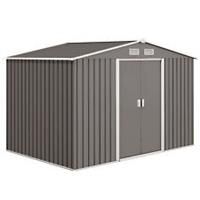 Outsunny 9 X 6FT Outdoor Storage Garden Shed w/2 Door Galvanised Metal Grey