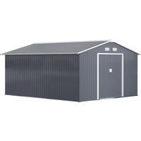 Outsunny 6.5 x 11FT Foundation Ventilation Steel Outdoor Garden Shed Grey