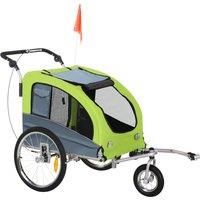 PawHut Steel Dog Bike Trailer Pet Cart Carrier for Bicycle 360 Rotatable with Reflectors 3 Wheels Push/ Pull/ Brake Water Resistant Green