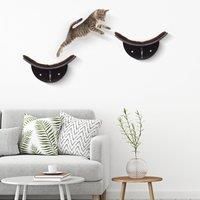 Wood Cat Shelf Shelter Kitten Bed Curved Climber Wall-Mounted Berber Fleece