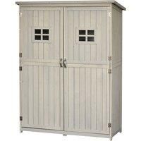 Outsunny Wooden Garden Shed Tool Storage Outsunny Wooden Garden Shed w/ Two Windows, Tool Storage Cabinet, 127.5L x 50W x 164H cm, Grey