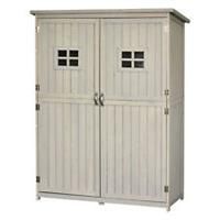 Outsunny Garden Wooden Storage Shed Tool Shelves 2 Door 127 x 50 x 164cm Grey