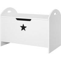 HOMCOM MDF Children's Toy Storage Chest w/ Safety Hinge White