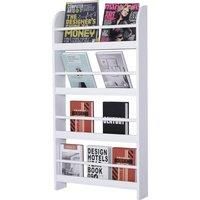 HOMCOM Wood Wall/Standing Magazine Holders Book Rack Shelf 4 Tiers Space Saving Design Water Resist Home Office Decoration