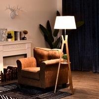 Floor Lamp Unique 40W w/ Pedal Switch Middle Shelf Tripod Base Fabric Shade