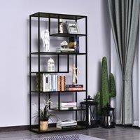 Wood Bookshelf Industrial Style Stand 6-Tier Living Room Display Rack Organiser