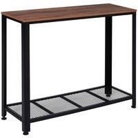 HOMCOM 2-Tier Console Table Side/End Table w/Bottom Mesh Shelf Rectangular Adjustable Feet For Living Room Entryway Hallway Brown Black