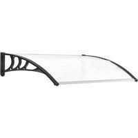 Outsunny Curved Window Door Canopy Aluminium Rigid Plastic Polycarbonate Fixed Outdoor Awning Modern Design UV Water Rain Resist 120 x 75cm White