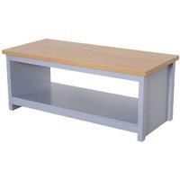 HOMCOM Coffee Table w/Open Display Wood Effect Tabletop Retro Rustic Style Chic Living Room Storage Grey