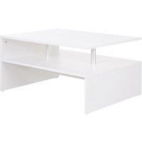 2 Tier Coffee Table End/Side Table Modern Design w/Open Shelf Living Room White