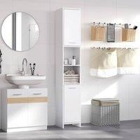 HOMCOM Bathroom Floor Storage Cabinet Storage Units w/Door Cupboard& Shelves For Living Room,Bedroom,Hallway White