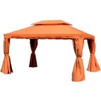 Outsunny 3 x 4 m Aluminium Metal Gazebo Marquee Canopy Pavilion Patio Garden Party Tent Shelter with Nets and Sidewalls - Orange