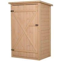 Outsunny Garden Shed Wooden Garden Storage Shed Fir Wood Tool Cabinet Organiser with Shelves 75L x 56W x115Hcm Natural