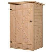 Outsunny Garden Shed Wooden Garden Storage Shed Fir Wood Tool Cabinet Organiser with Shelves 75L x 56W x115Hcm Natural