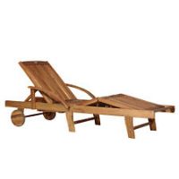 Outsunny Wood Sun Bed Lounger Chaise  Back Footrest Patio Furniture w/ Wheels