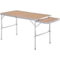 Outsunny 4ft Aluminium Picnic Table with Side Desktop Outdoor BBQ Party Portable Folding Lightweight