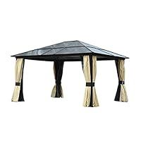Outsunny 4.3 x 3.6m Patio Aluminium Gazebo Canopy Marquee Party Tent Hardtop Roof Garden Shelter w/Mesh & Side Walls