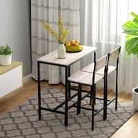 HOMCOM 3 Pcs Table Stool Set Industrial Design w/Metal Frame Oak Tone MDF Panels Minimal Compact Beautiful