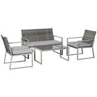 Outsunny Garden 4Piece Deluxe Outdoor Patio PE Rattan Wicker Sofa Chaise Lounge