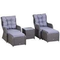 Outsunny Garden Sofa Chair & Stool Table Set Patio Wicker Weave Furniture Set