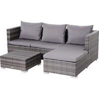 Outsunny 4-Seater Outdoor Garden PE Rattan Furniture Set Grey