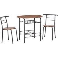 3-Piece Bar Table Set 2 Stools Industrial Style Dining Room W/ Storage Shelf