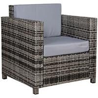 Outsunny Garden Rattan 1Seat All Weather Wicker Weave Single Sofa ArmchairGrey