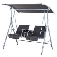 Outsunny Outdoor 2Seater Swing Chair Sun Shade Cushioned Adjustable CanopyGrey