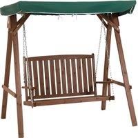 Outsunny Fir Wood 2Seater Outdoor Garden Swing Chair w/ Canopy Green