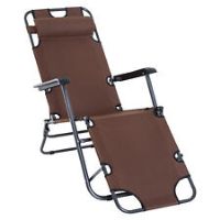Outsunny Garden Lounge Chair Adjustable Recliner Portable Foldable Outdoor Brown