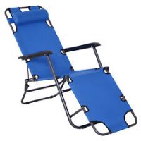 Outsunny Garden Lounge Chair Adjustable Recliner Portable Foldable Outdoor Blue