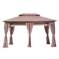 Outsunny 3 x 4m Outdoor 2Tier Steel Frame Gazebo with Curtains Outdoor Backyard