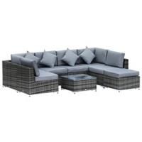 Outsunny 8pc Rattan Sofa Garden Furniture Set Outdoor Set Wicker Seater Table