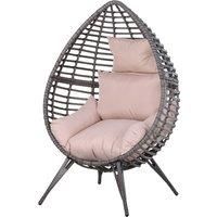 Outsunny Outdoor Indoor Rattan Egg Chair Wicker Weave Teardrop Chair with Cushion