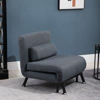 HOMCOM Single Sofa Bed Sleeper Foldable Portable Pillow Lounge Couch Living Room Furniture - Black