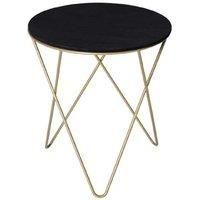 HOMCOM Wooden Metal Round Coffee Table Sofa End Side Bedside Table Modern Style Living Room Decor - Black Gold Color (£43cm)