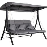 Outsunny Steel Pipe 3-Seater Outdoor Garden Recliner Swing Chair Grey