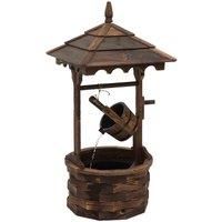 Outsunny Wooden Garden Wishing Well Fountain Barrel Waterfall Rustic Wood with Pump Garden Décor Ornament