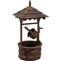 Outsunny Fir Wood Outdoor Garden Dcor Wishing Well Waterfall