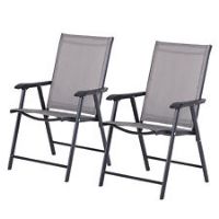 Outsunny 2PCS Garden Armchairs Outdoor Patio Folding Modern Furniture Grey