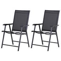 Outsunny 2PCS Garden Armchairs Outdoor Patio Folding Modern Furniture Black