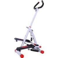 HOMCOM Foldable Stepper with Handle Hand Grip Workout Fitness Machine Sport Exercise Gym Bar Cardio Steel-White/Red Spinning