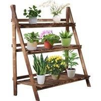 Outsunny 3 Tier Flower Stand Wood Folding Planter Ladder Display Shelf Rack for Garden Outdoor Backyard 100Lx37Wx93H(cm)