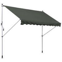 Outsunny 3x1.5m Manual Retractable Patio Awning Floor toceiling Shade  Grey