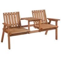 Outsunny 2Seater Garden Bench Patio Antique Loveseat with Armrest, Steel Orange