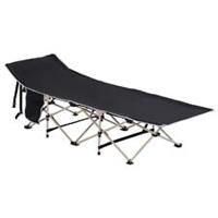 Outsunny Single Portable Outdoor Military Sleeping Bed Camping Cot Black