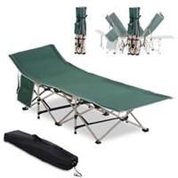 Outsunny Single Portable Outdoor Military Sleeping Bed Camping Cot Green