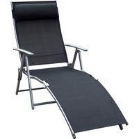 Outsunny Texteline Sun Lounger Recliner Chair Patio Foldable Garden 5 Levels Black