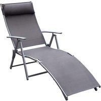 Outsunny Texteline Sun Lounger Recliner Chair Patio Foldable Garden 5 Levels Grey