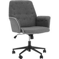 HOMCOM Linen Office Swivel Chair Mid Back Computer Desk Chair with Adjustable Seat, Arm - Grey